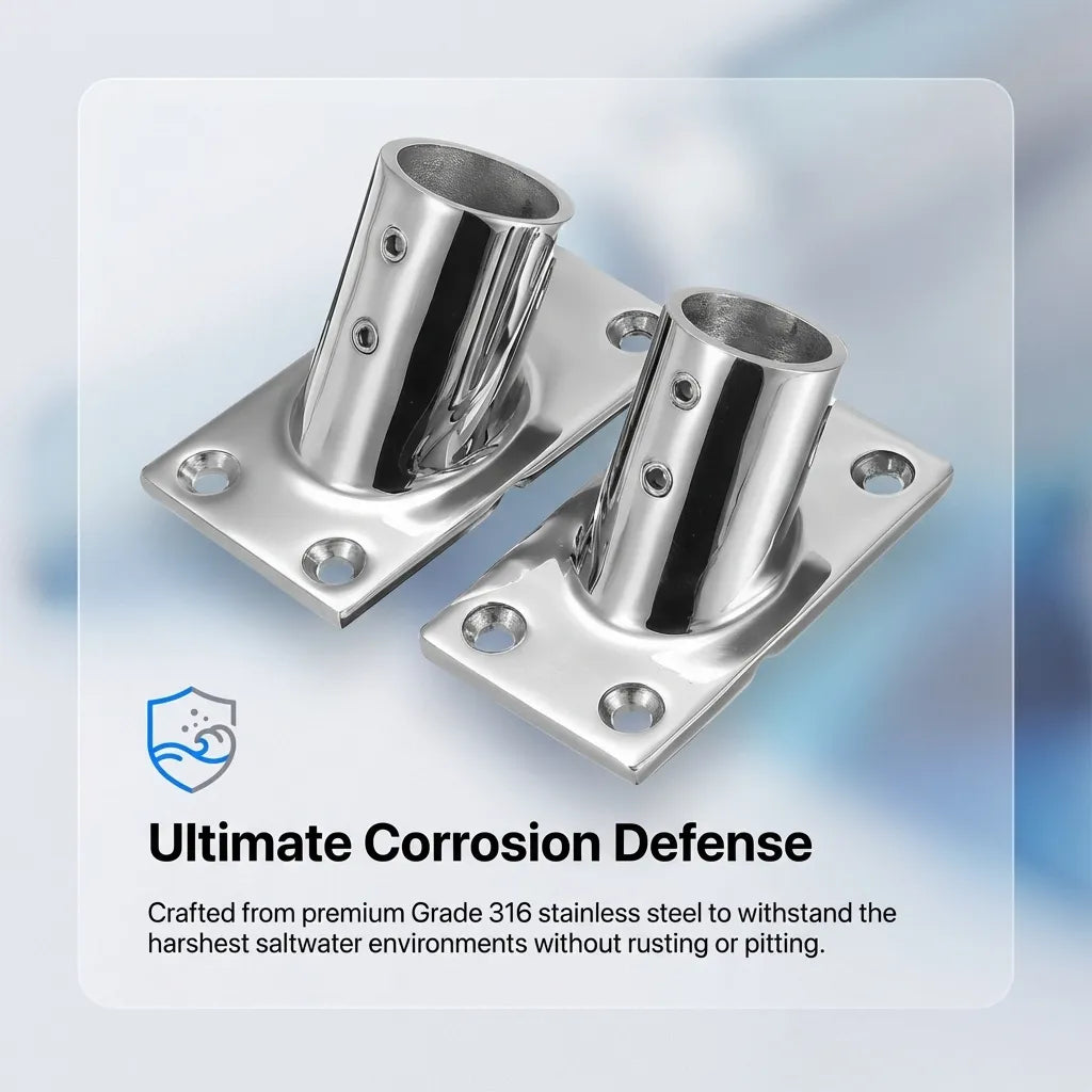 Feature highlight showing two fittings with text explaining the ultimate corrosion defense in saltwater environments.
