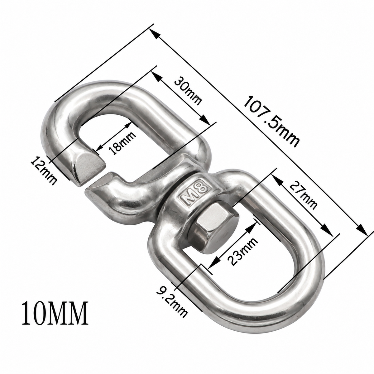 316 Stainless Steel Marine Swivel Ring - C-Link Quick Connect (8mm & 10mm)