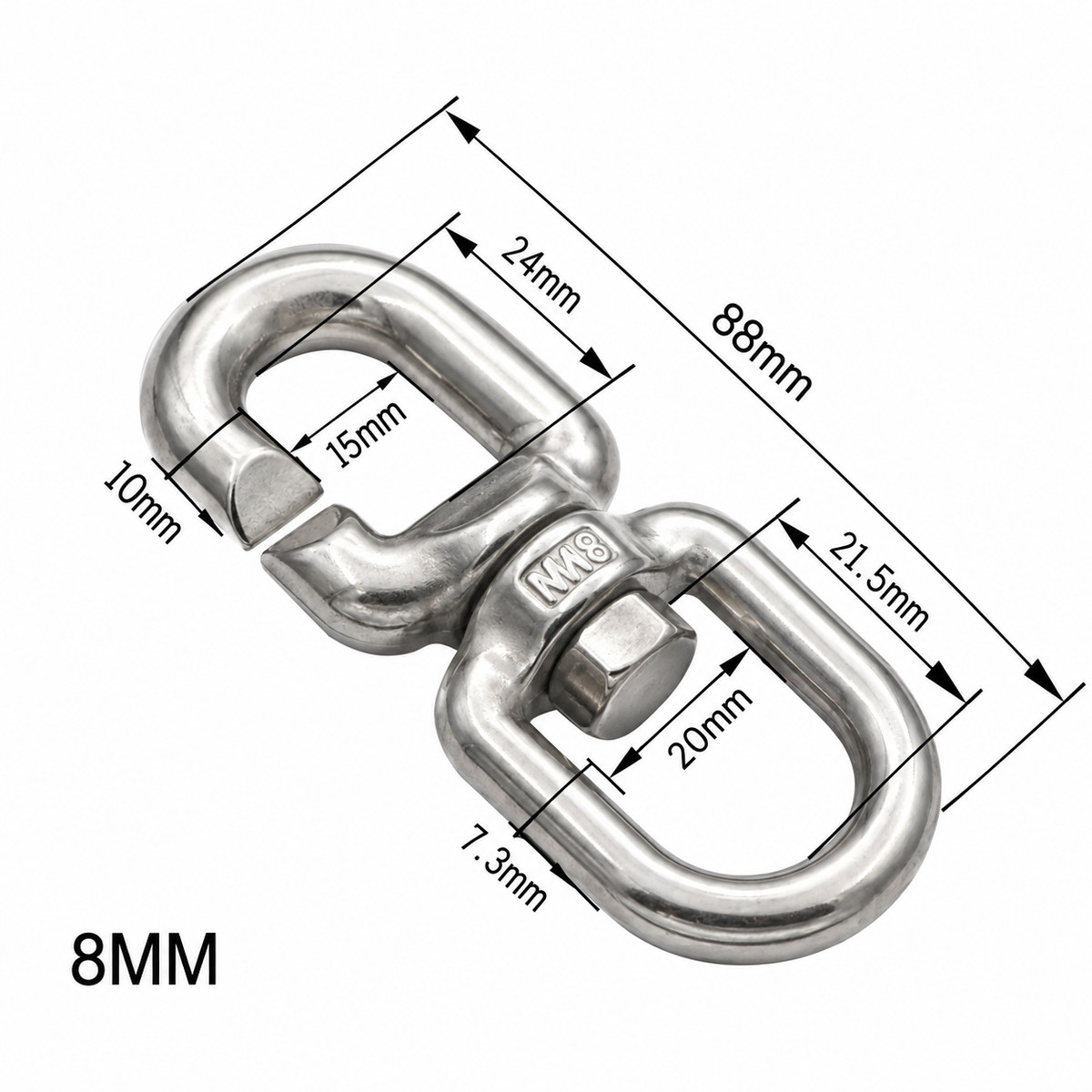316 Stainless Steel Marine Swivel Ring - C-Link Quick Connect (8mm & 10mm)