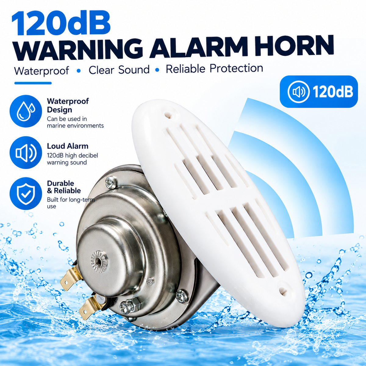Marine Electric Horn - Ultra-Loud 12V 304 SS & IP-Rated Waterproof for Boats