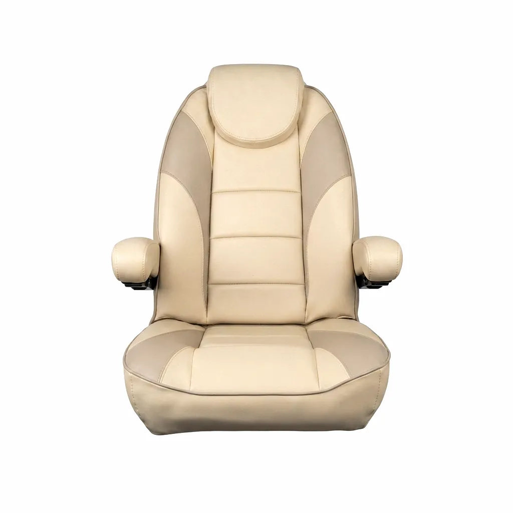 Front view of Airow Marine luxury yacht pilot chair with ergonomic design and premium marine-grade leather upholstery