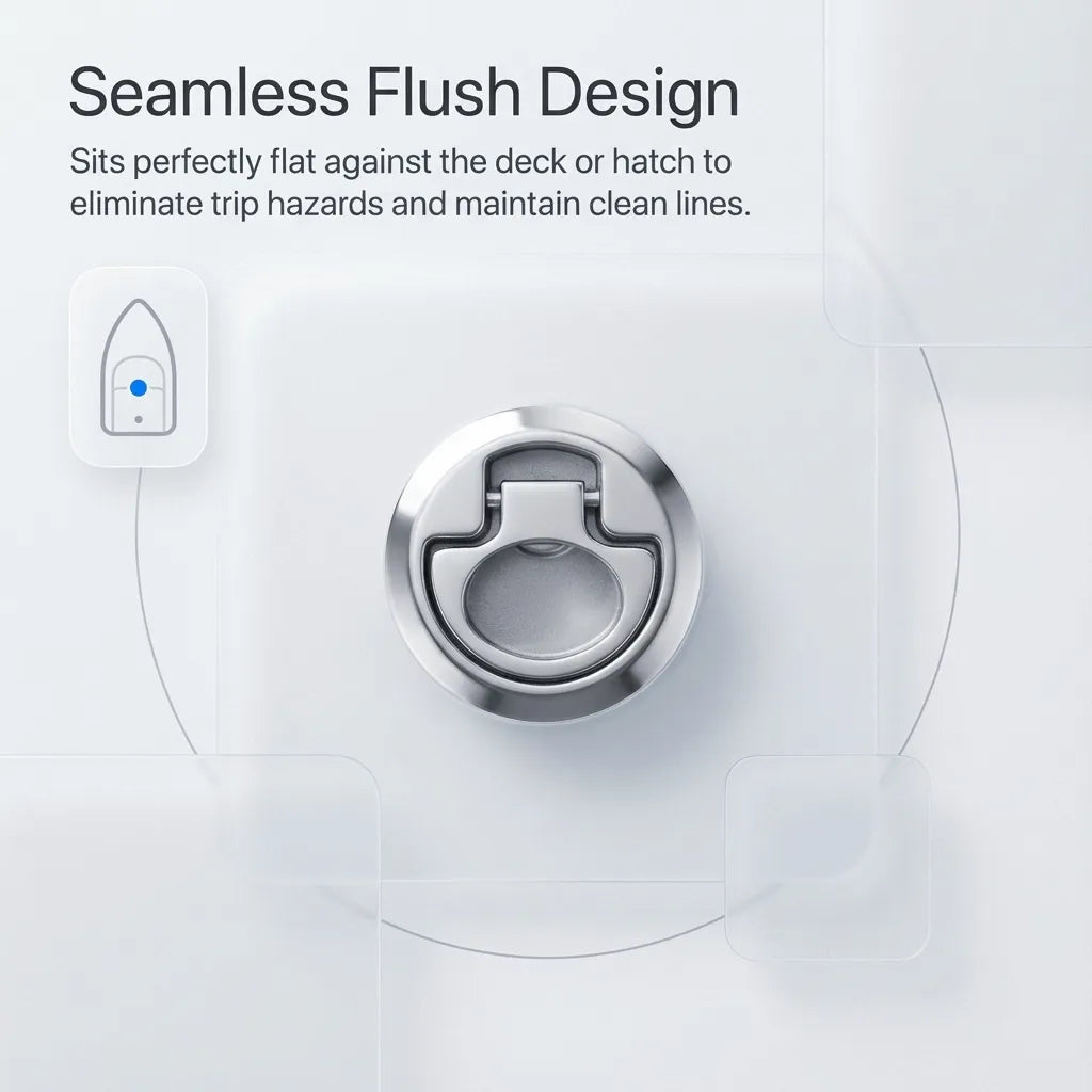 Overhead view demonstrating the seamless flush design that eliminates trip hazards on boat decks.