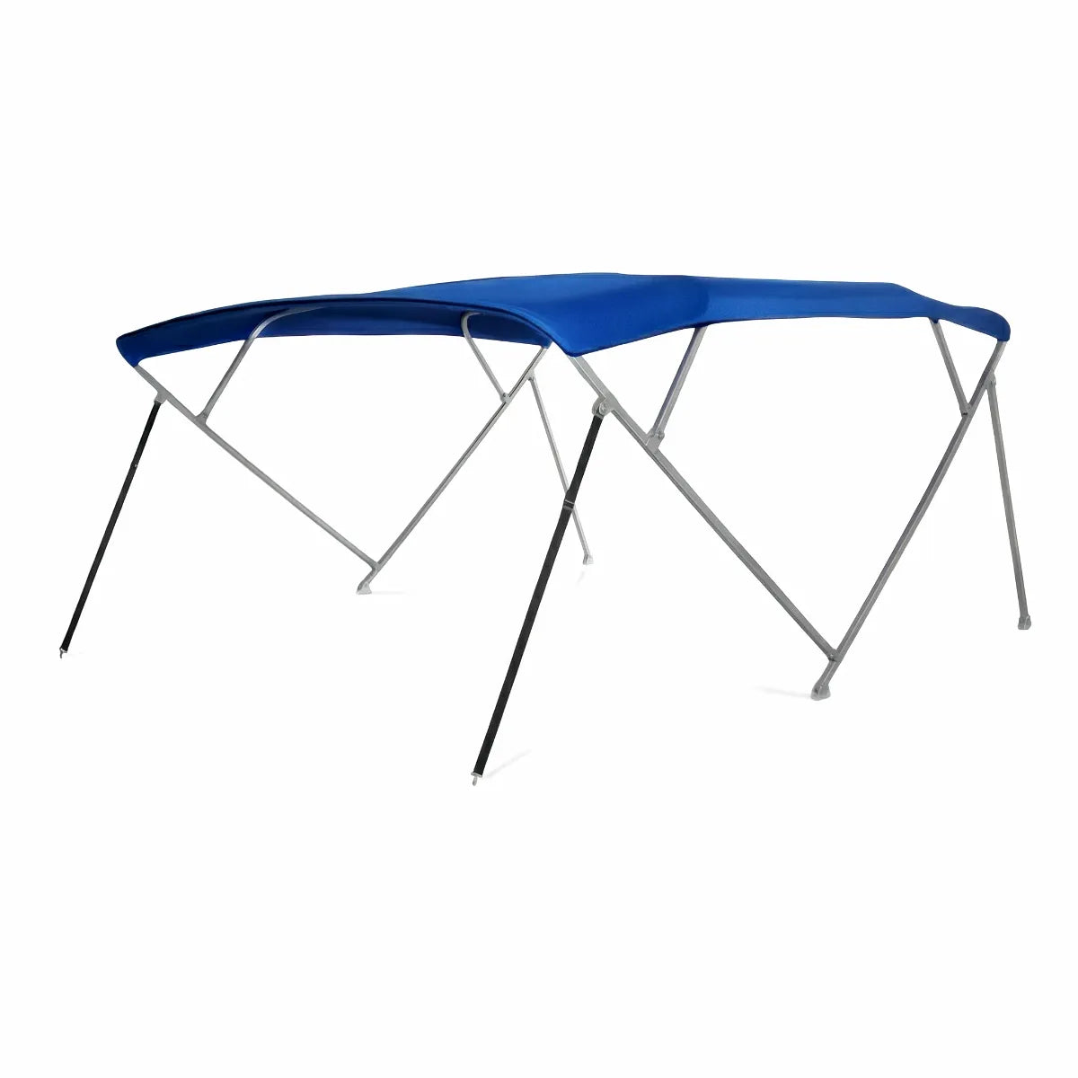 Sapphire Blue Bimini Top featuring 6063 aluminum square tube frame and 600D Oxford cloth canopy on a white background.