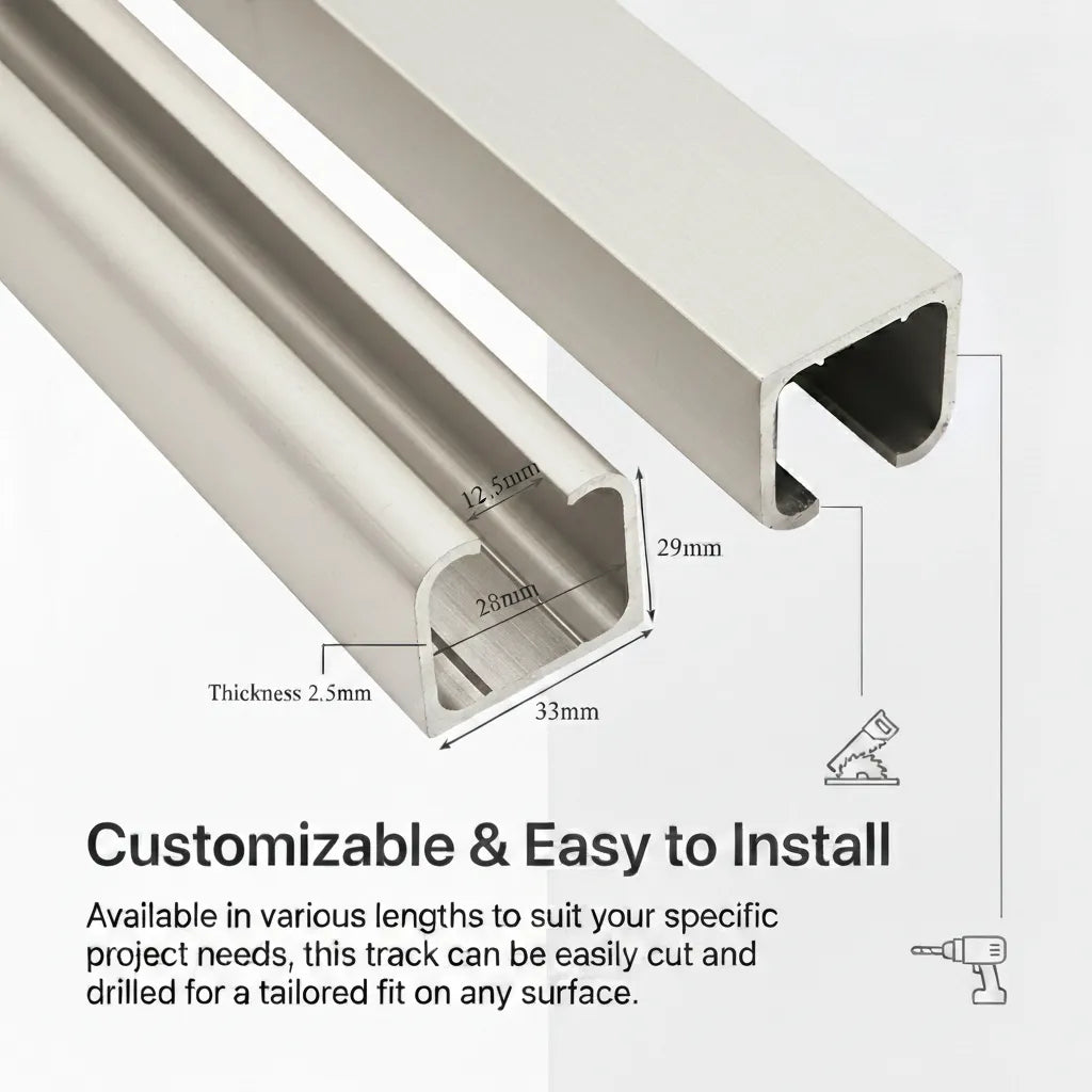 Cutaway view highlighting the ease of cutting and drilling the aluminum profile for custom boat lengths.