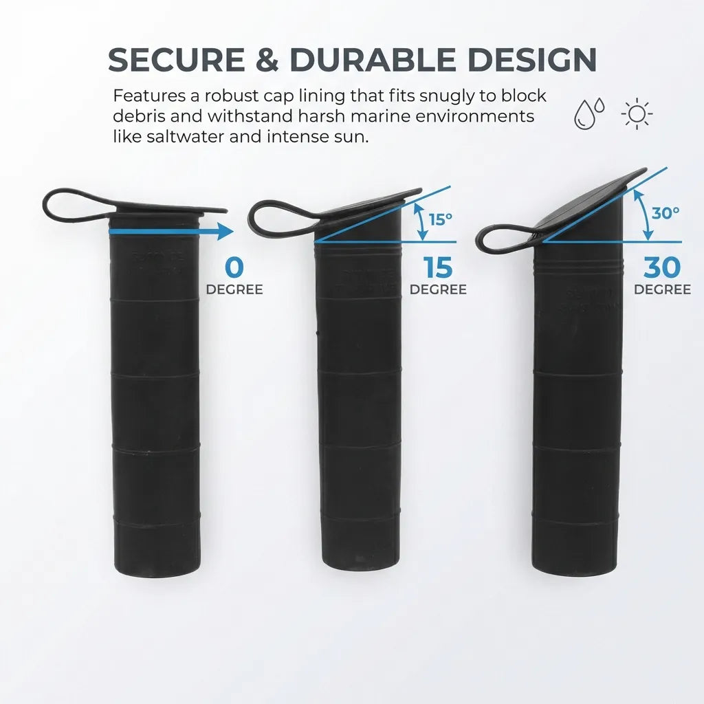 Diagram highlighting the secure cap lining and marine-ready durability against saltwater and intense sun exposure.