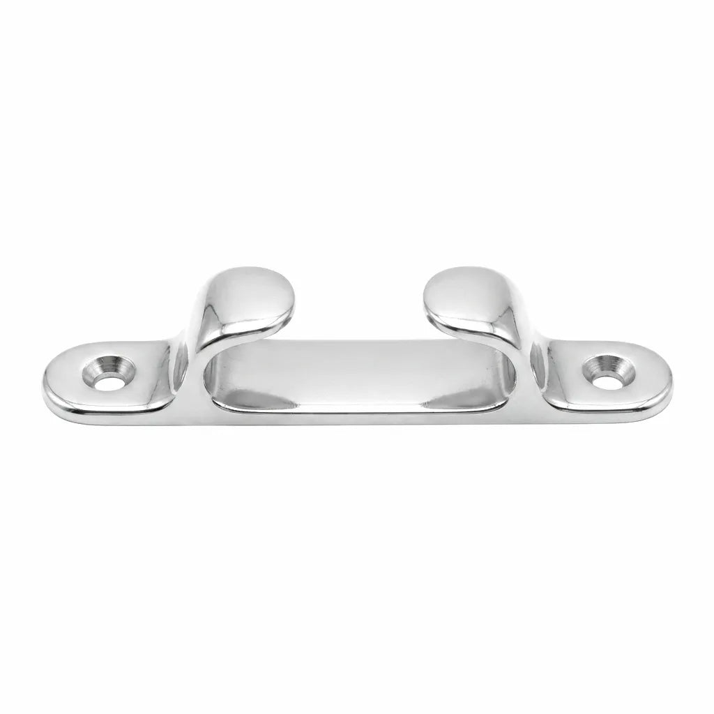 Mirror-polished 316 Stainless Steel marine straight cable guide with dual-hole mounting, optimized for 4-inch applications.