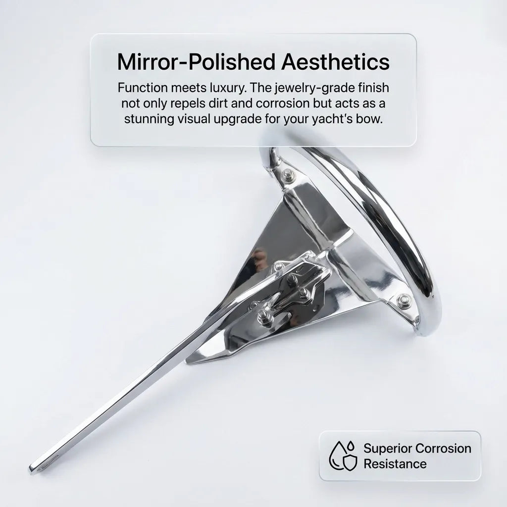 Top-down view of the Rainbow Anchor focusing on its mirror-polished aesthetics and jewelry-grade finish for bow upgrades.