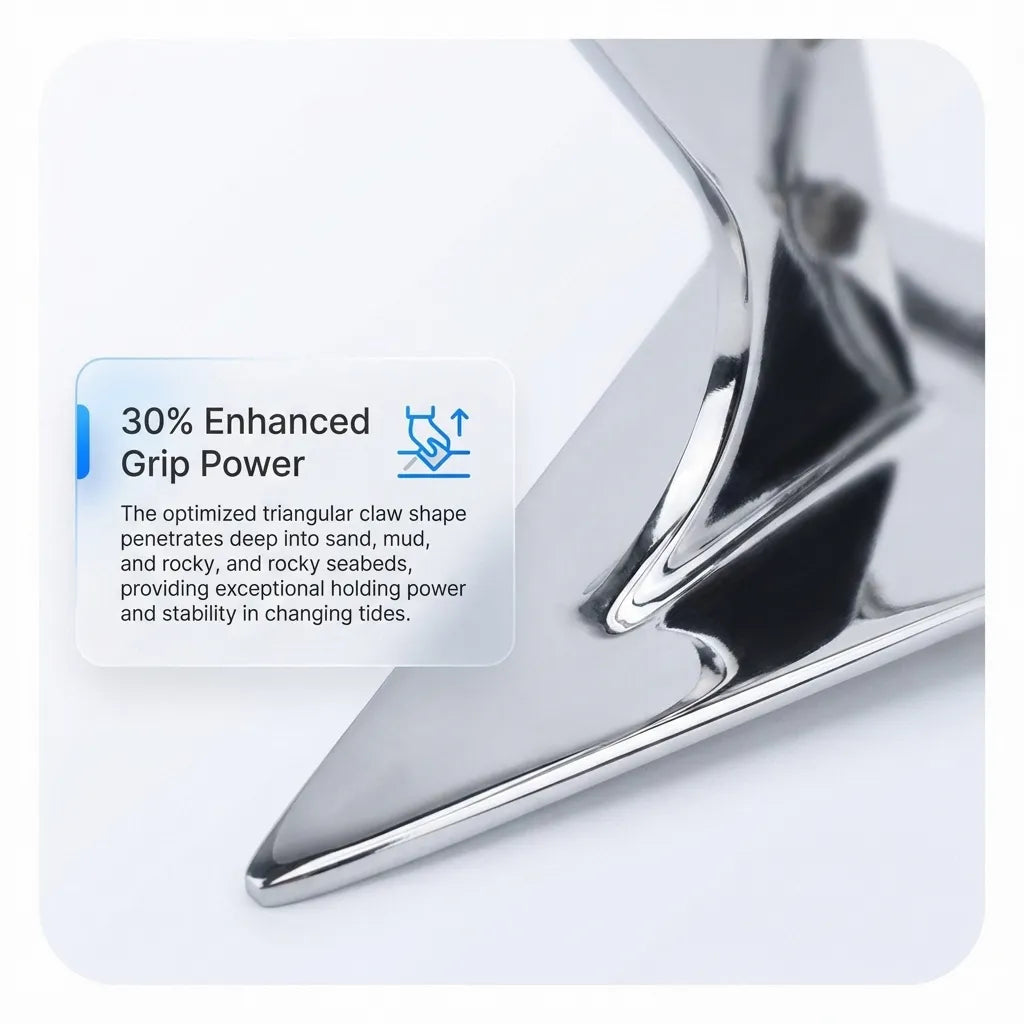 Close-up detail of the optimized triangular claw shape designed for 30% enhanced grip power in sand, mud, and rock.