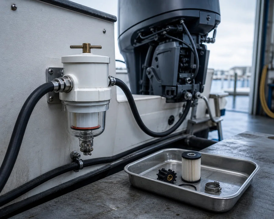 Marine fuel filtration and outboard engine service parts