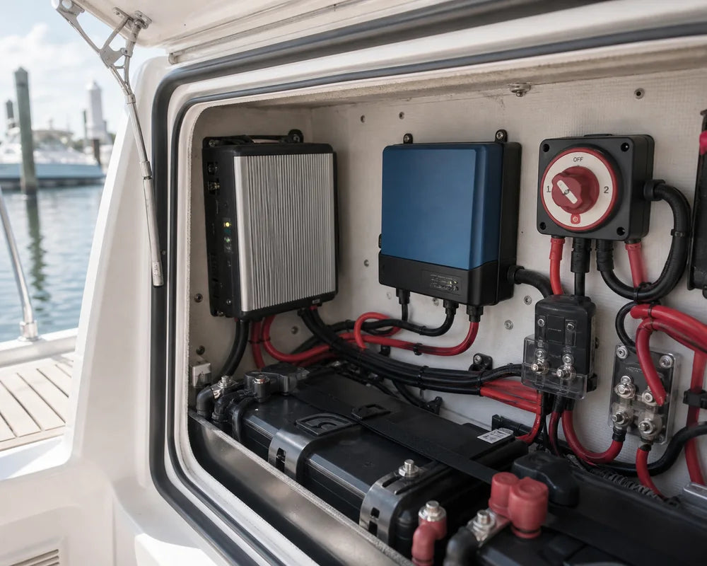 Marine power systems, batteries, charging and onboard electrical supply