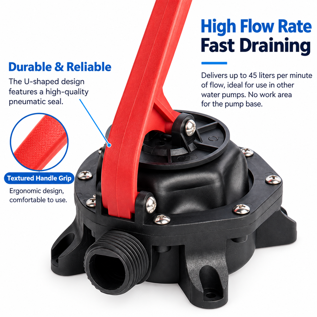 Manual Marine Bilge Pump - High-Capacity Saltwater Resistant Diaphragm