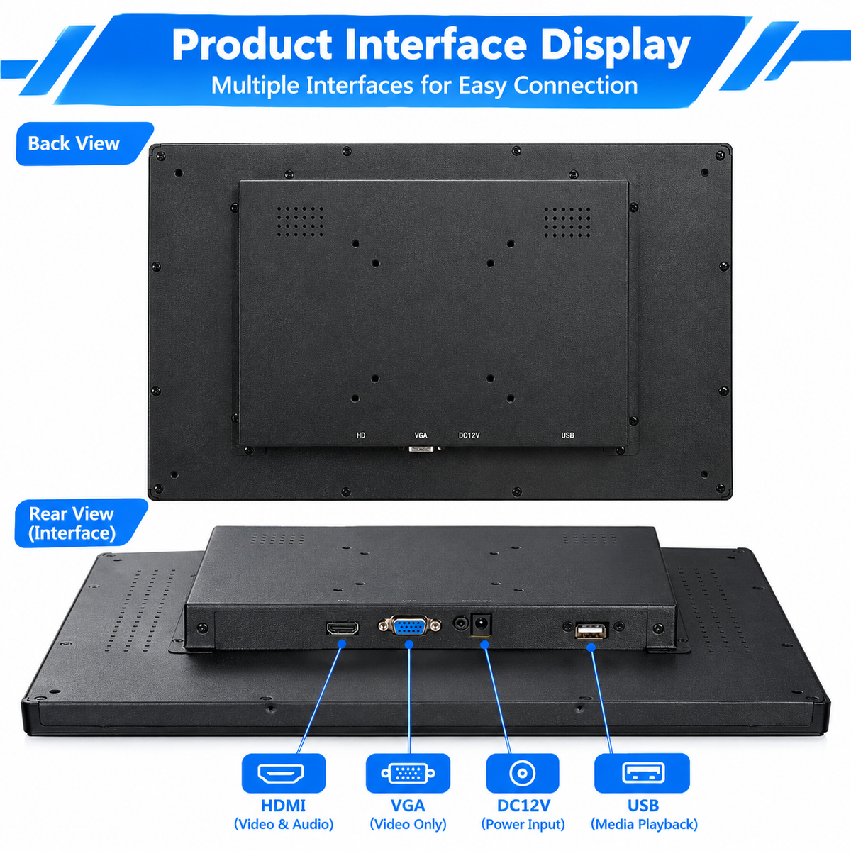 10.1-inch Embedded Marine Capacitive Touchscreen Display - IP65 Waterproof IPS