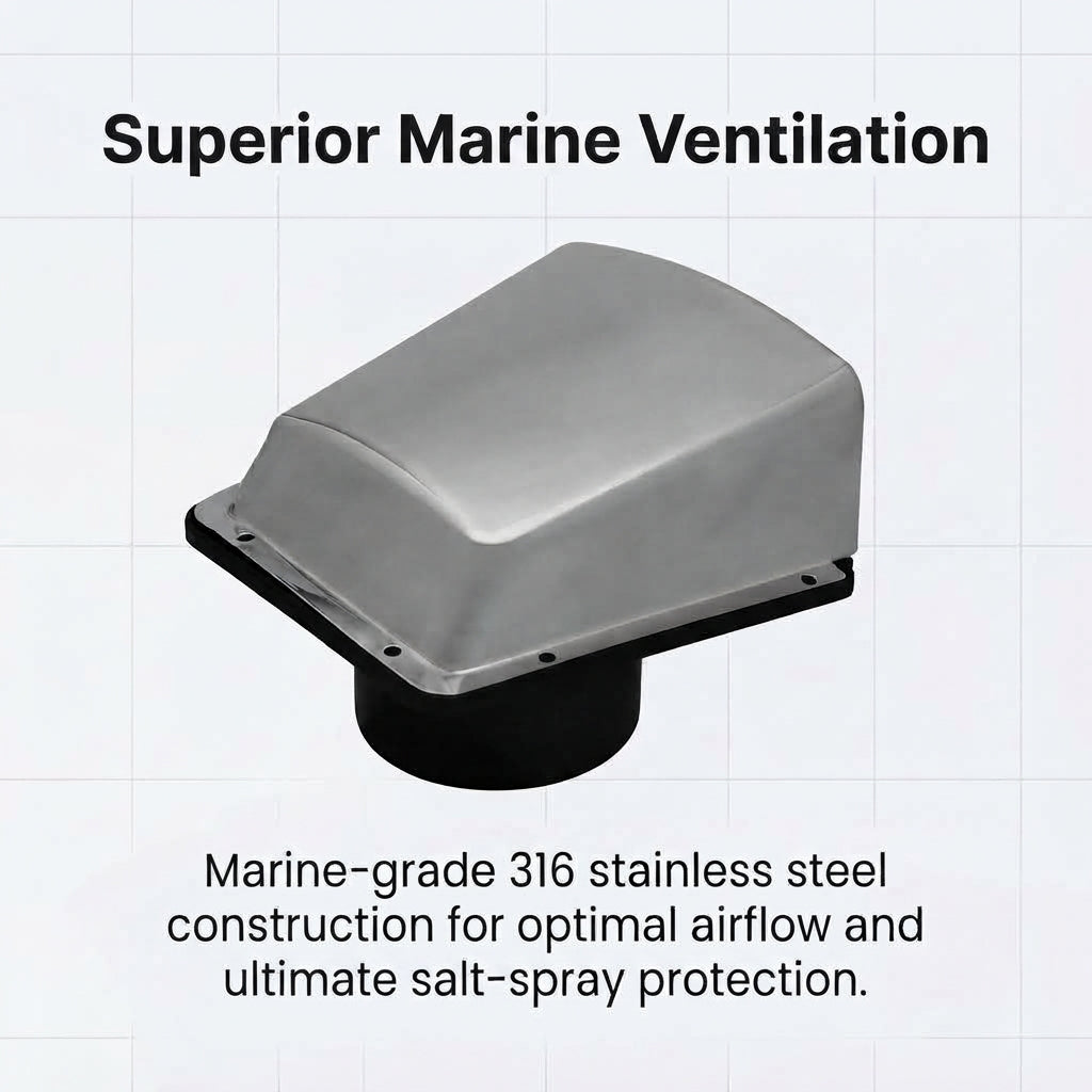 Marine 316 Stainless Steel Cowl Vent & Exhaust Port - Mirror Finish, Yacht Grade