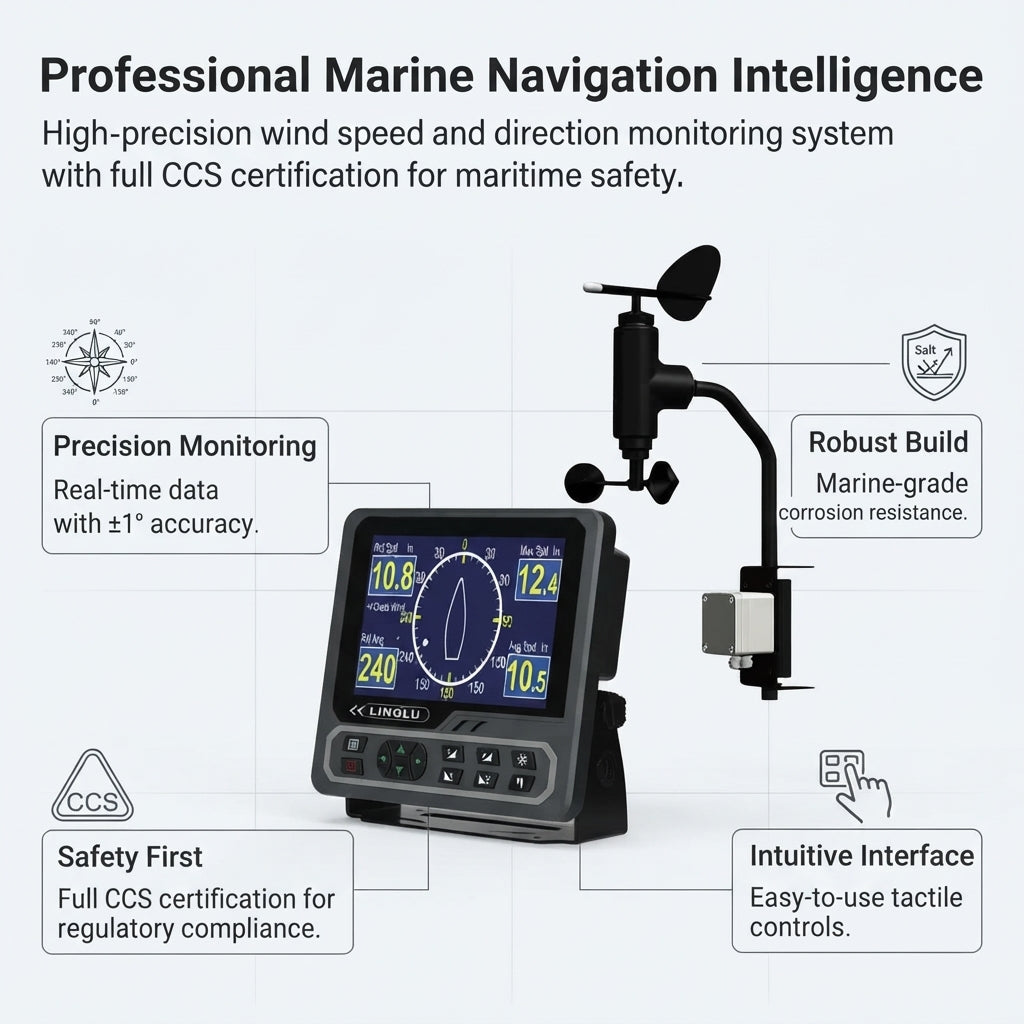 AM708 Marine Wind Speed & Direction Sensor - 8.4" TFT Display, NMEA0183, CCS Certified