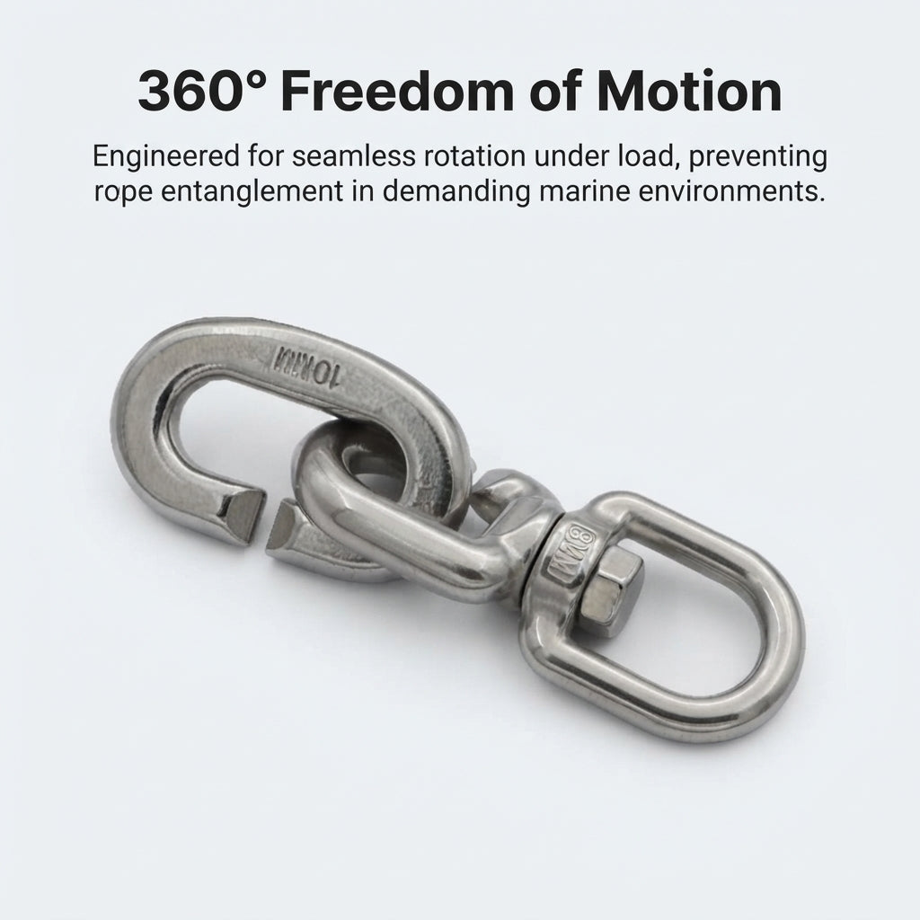 316 Stainless Steel Marine Swivel Ring - C-Link Quick Connect (8mm & 10mm)