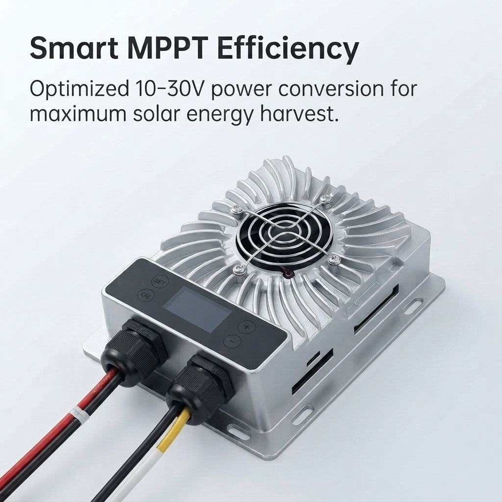 600W 40A MPPT Solar Charge Controller - 10-30V Adjustable for Marine & RV
