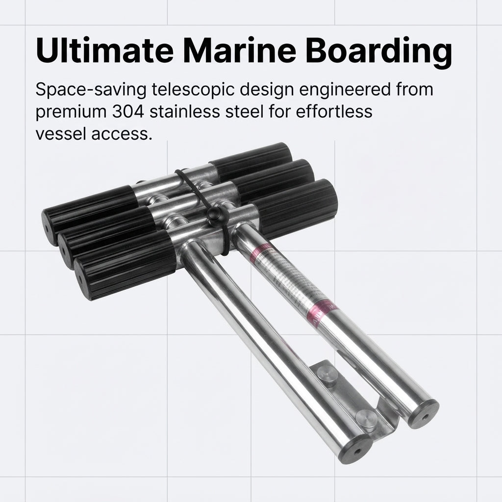 Airow Marine 4-Step 304 SS Telescopic Under-Platform Boat Ladder