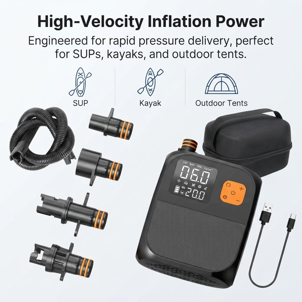 Airow Marine Hero Dual-Stage Electric Pump - High-Pressure Inflator for SUPs & Kayaks