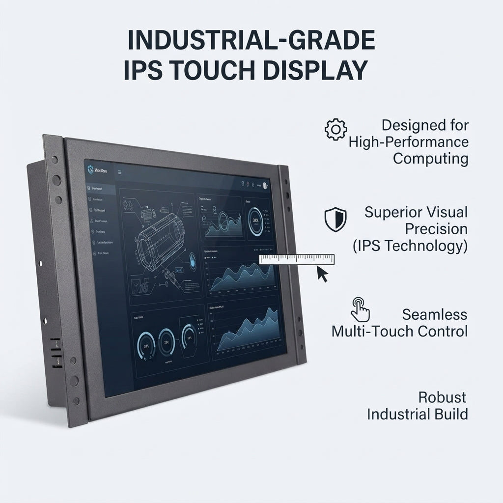 12-Inch Marine Industrial Touchscreen Monitor - IPS Display with Capacitive Touch