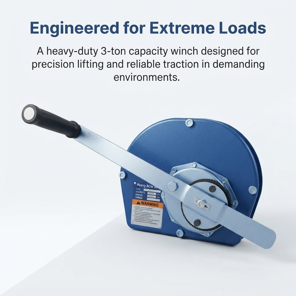 Heavy-Duty Marine Hand-Crank Winch - 3-Ton Steel Manual Lifting & Towing