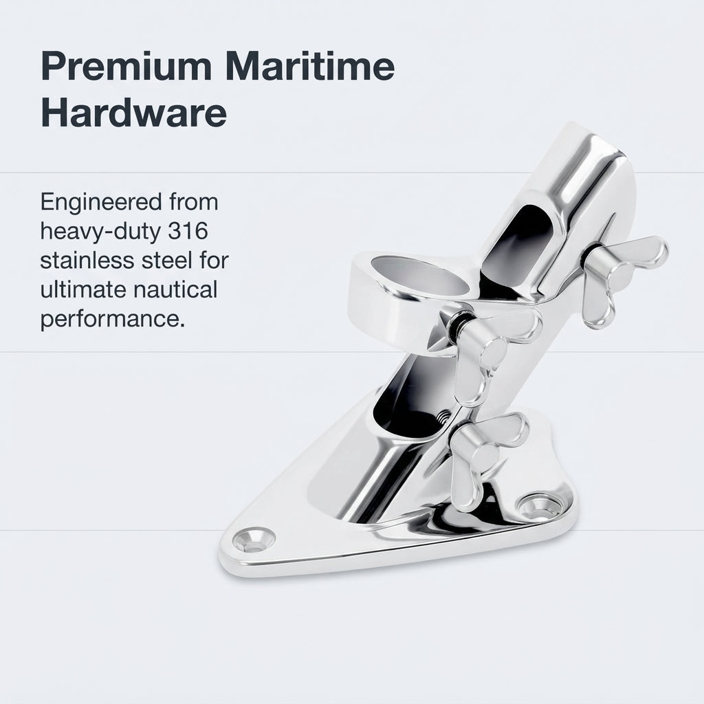 Marine 316 Stainless Steel Flagpole & Antenna Base Mount - Mirror Polished