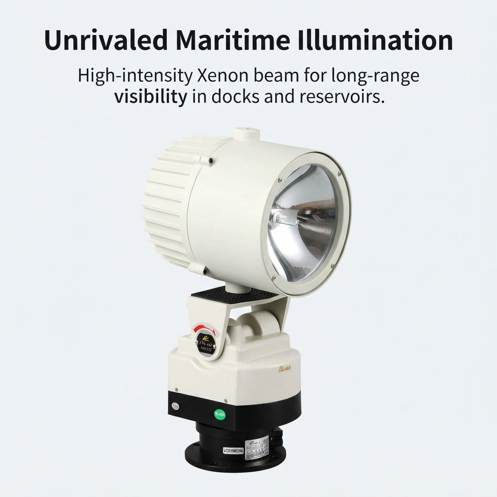 220V Marine Rotating Xenon Spotlight - IP65 Waterproof Long-Range Searchlight