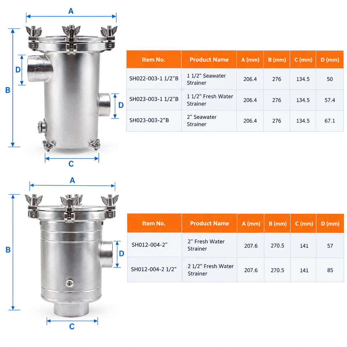 316 SS Marine Seawater Filter - Engine & Generator (Heavy-Duty)
