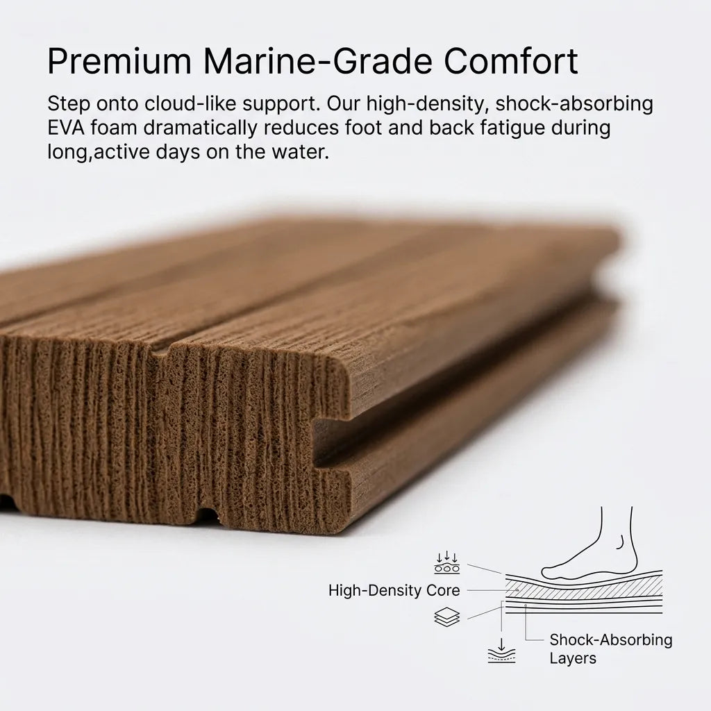 Detail macro view showing the 6mm dual-layer high-density EVA foam construction with shock-absorbing layers.