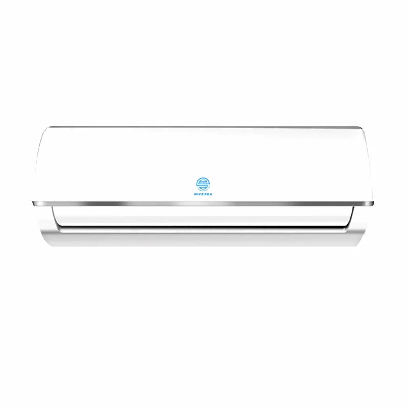 Wall-mounted marine air conditioner indoor unit, NICESEA brand, 220V 60Hz, white high-gloss ABS casing with chrome trim, designed for marine applications.