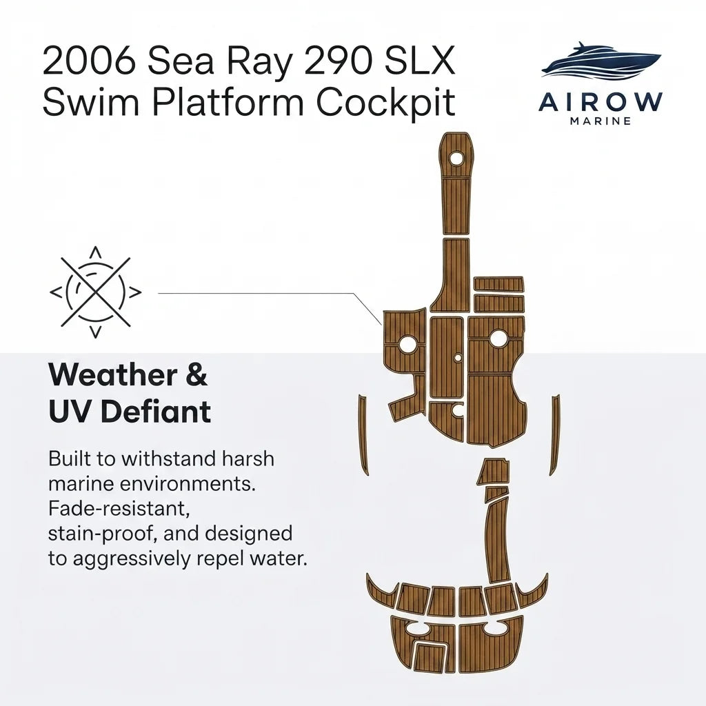2006 Sea Ray 290 SLX Swim Platform & Cockpit EVA Foam Teak Deck Flooring Pad