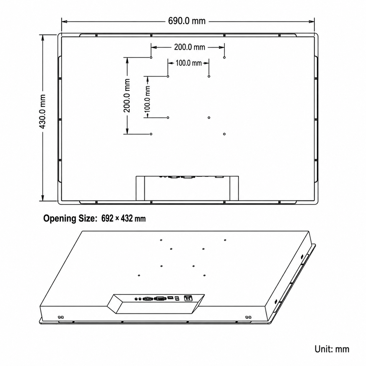 Marine-Grade 27-Inch Capacitive Touchscreen Monitor - HDMI Input (1920x1080)