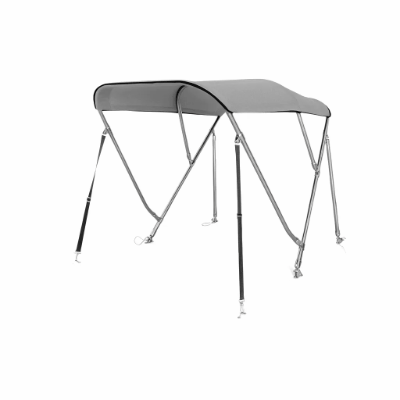 3-Bow Bimini Top with Grey 600D Oxford Cloth and 304 Stainless Steel Frame 183cm Length for Boat Sunshade Protection
