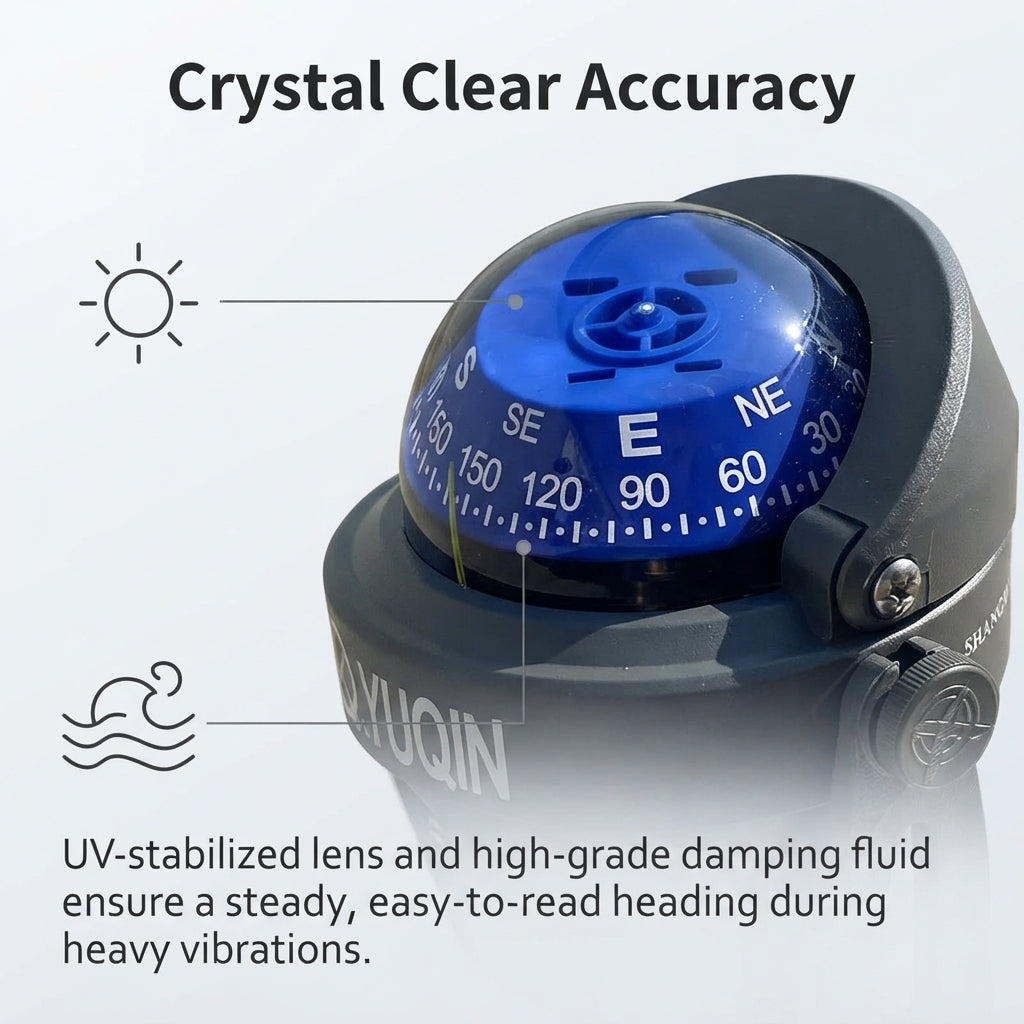 Marine Magnetic Compass - CCS Certified, UV-Stabilized Lens for Boats & Yachts