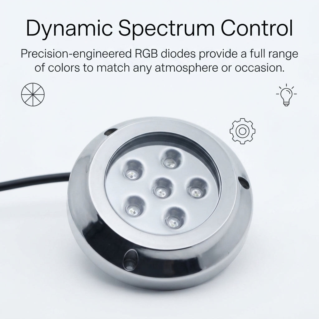 36W 316 Stainless Steel RGBW Marine Underwater LED Light - IP68 Yacht & Boat