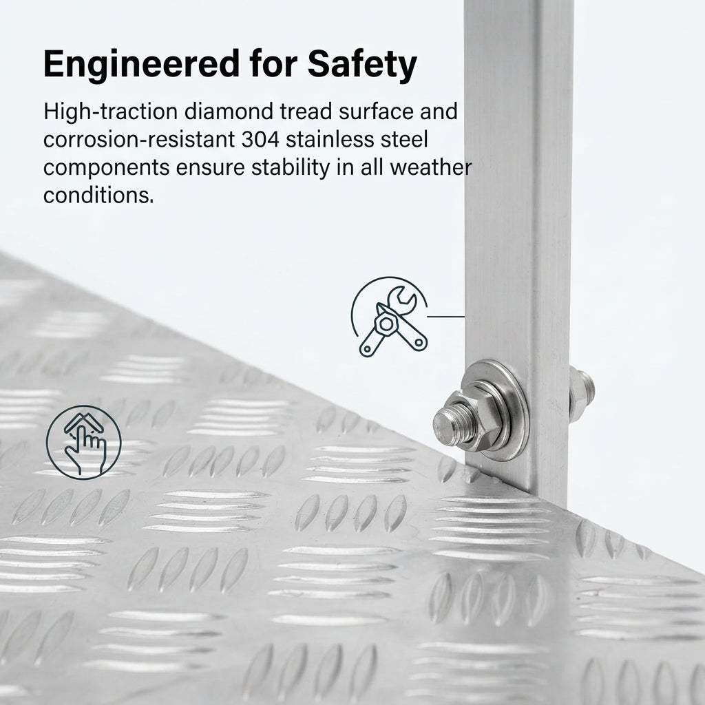 Mobile Aluminum Alloy Marine Gangway - High-Traction Deck & 304 SS Hardware