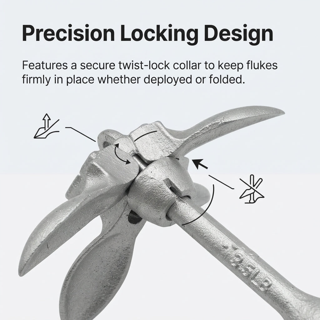 Hot-Dip Galvanized Carbon Steel Folding Grapnel Anchor for Kayaks, Jet Skis & Small Boats