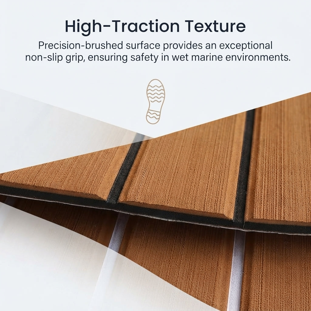 Light Brown EVA Faux Teak Marine Decking Mat - Anti-Slip, UV-Protected (5.5-6mm)