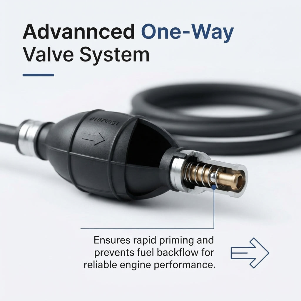 Marine Outboard Fuel Line Assembly - 8mm Hose & Priming Bulb
