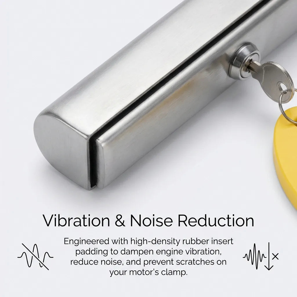 Macro view of the high-density rubber insert padding designed to dampen engine vibration and noise during boat operation.