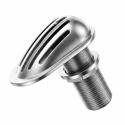 316 Stainless Steel Boat Intake Strainer High Flow Thru-Hull Scoop with Threaded Pipe and Nut