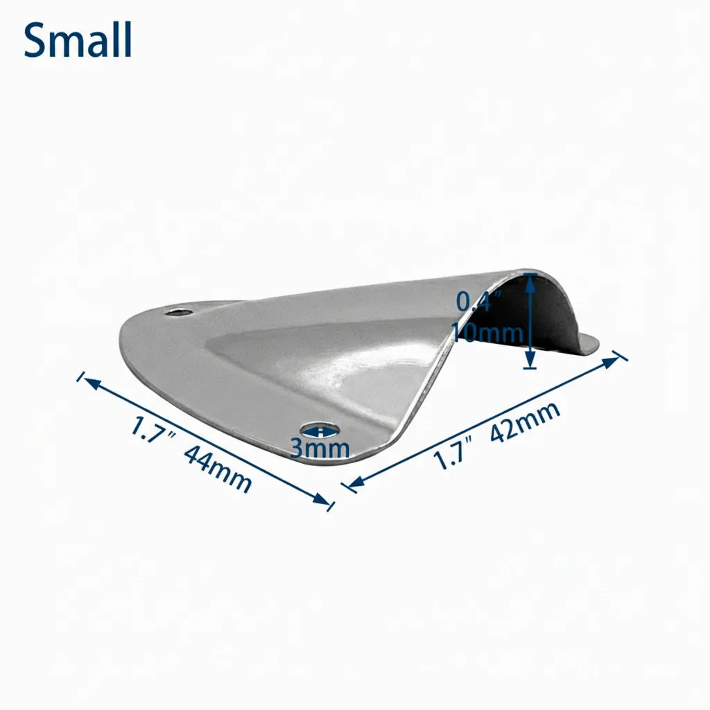 Technical dimension drawing showing the small midget vent size: 1.7 inches length, 1.7 inches width, and 0.4 inches opening height.