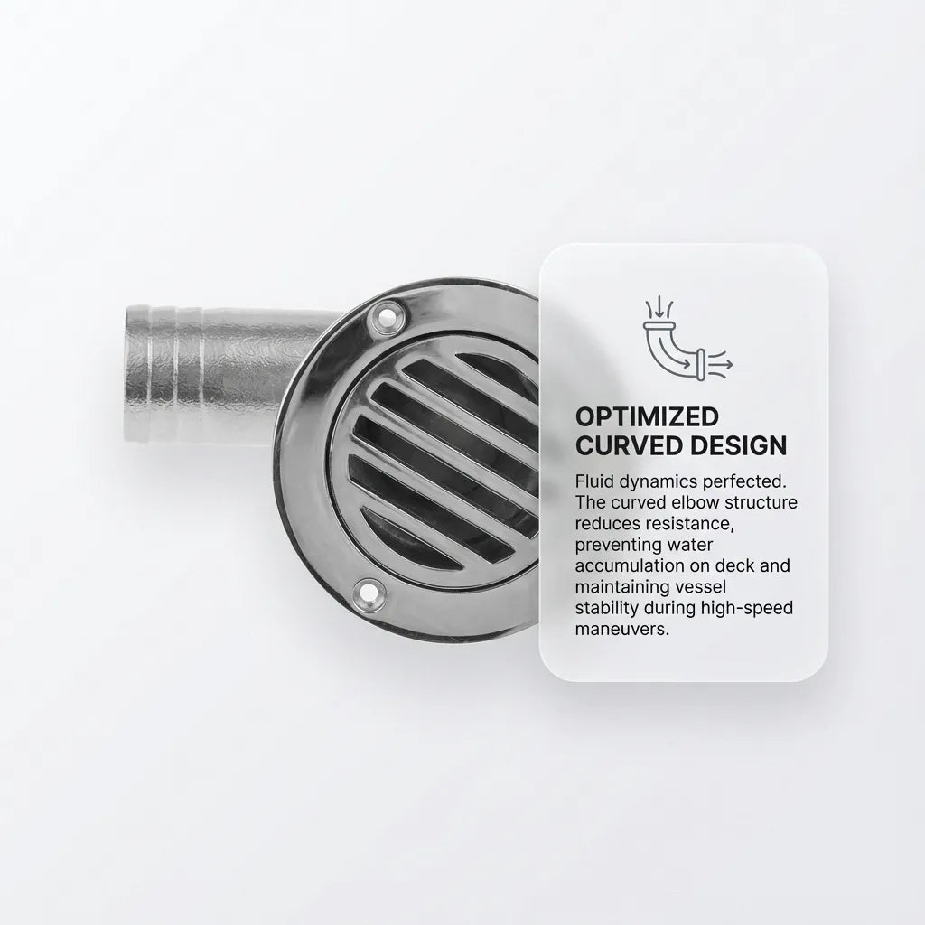 Top-down view of the 90-degree curved elbow structure illustrating fluid dynamic optimization for water flow.