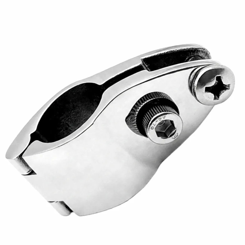 Professional 316 stainless steel jaw slide boat fitting on a white background, showcasing a high mirror-polished finish.