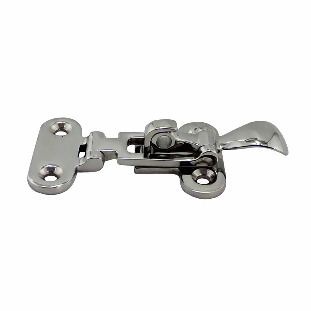 AIROW Marine 316 Stainless Steel draw latch with mirror polish finish, ideal for marine and RV applications. Shows closed position.