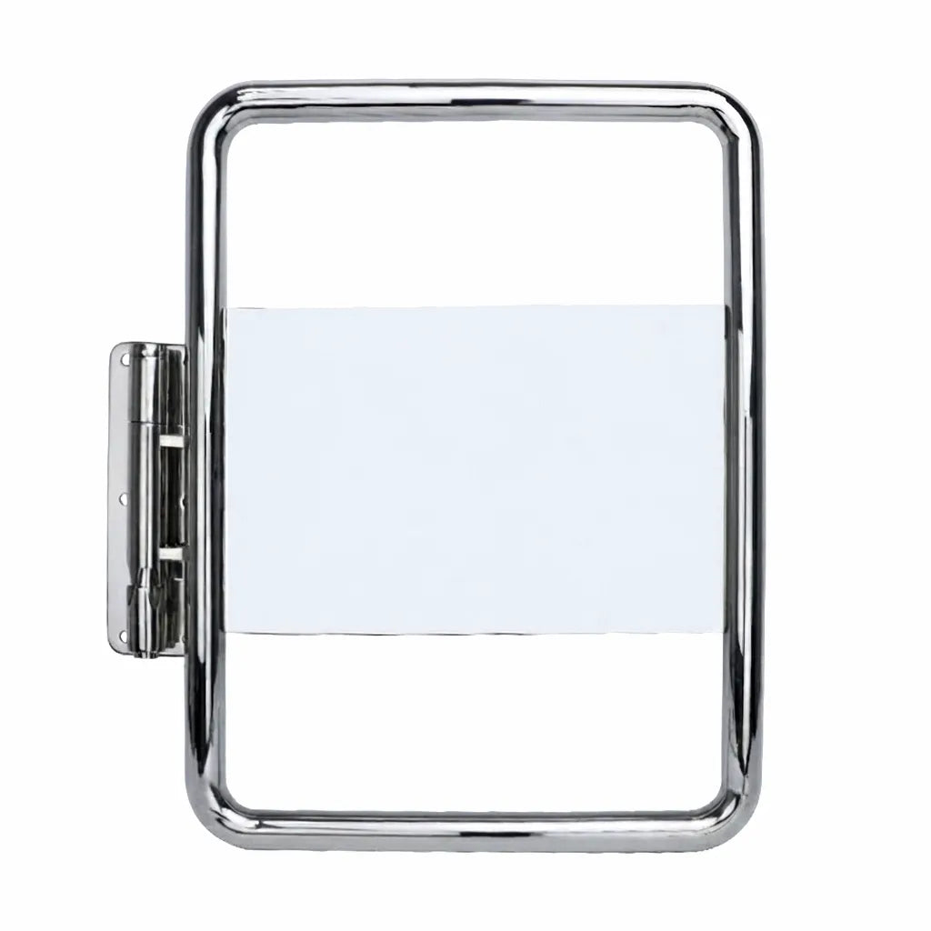 Mirror polished 316 marine grade stainless steel stern swing gate for yachts and fishing boats, isolated on white background