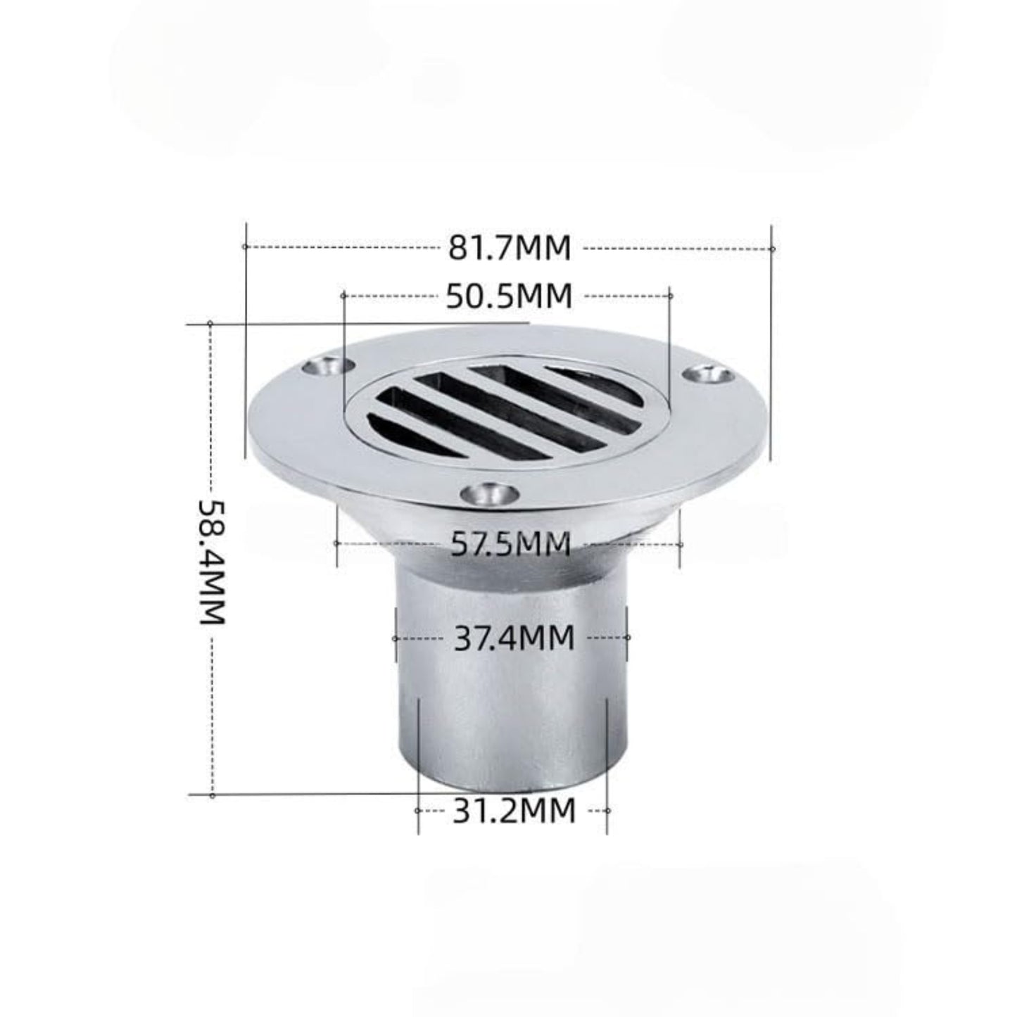 38MM Boat Floor Deck Drain,316 Stainless Steel Anti-Odor Scupper Deck Drain for Yacht,Speedboat,Fishing Boat