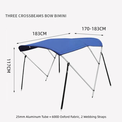 3 Bow Bimini Top Boat Cover, 600D/1200D Oxford Cloth Marine Canopy with 304 Stainless Steel Tube Frame for Cruise Yachts,Boats