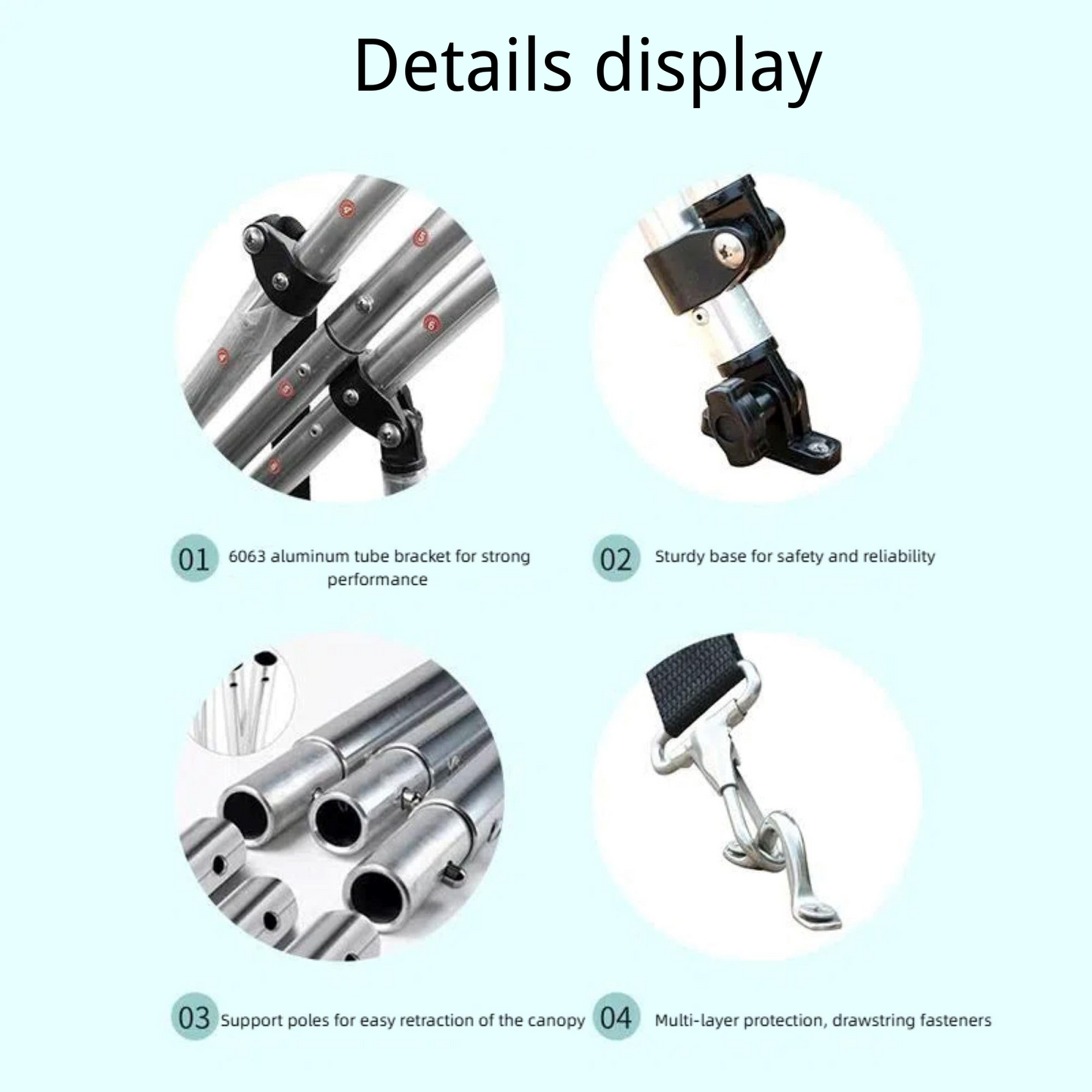 3 Bow Bimini Top Boat Cover, 600D/1200D Oxford Cloth Marine Canopy with 304 Stainless Steel Tube Frame for Cruise Yachts,Boats