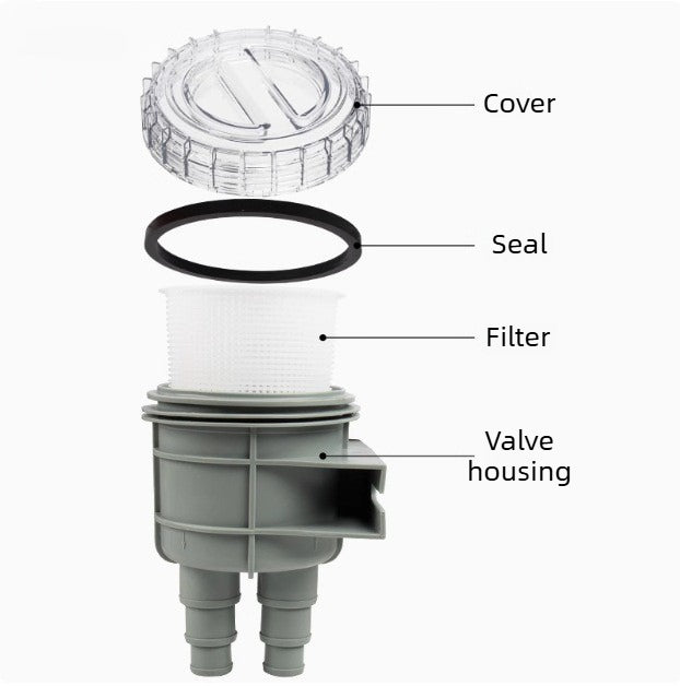 Airow Marine Seawater Strainer Filter - High-Flow Polymer, Universal Fit