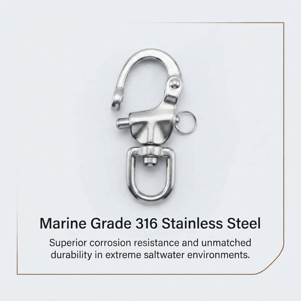 316 Stainless Steel Quick Release Swivel Shackle - Marine Grade Heavy Duty